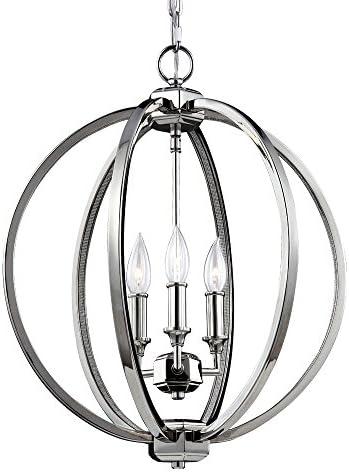 Corinne Polished Nickel 3-Light Crystal Globe Pendant