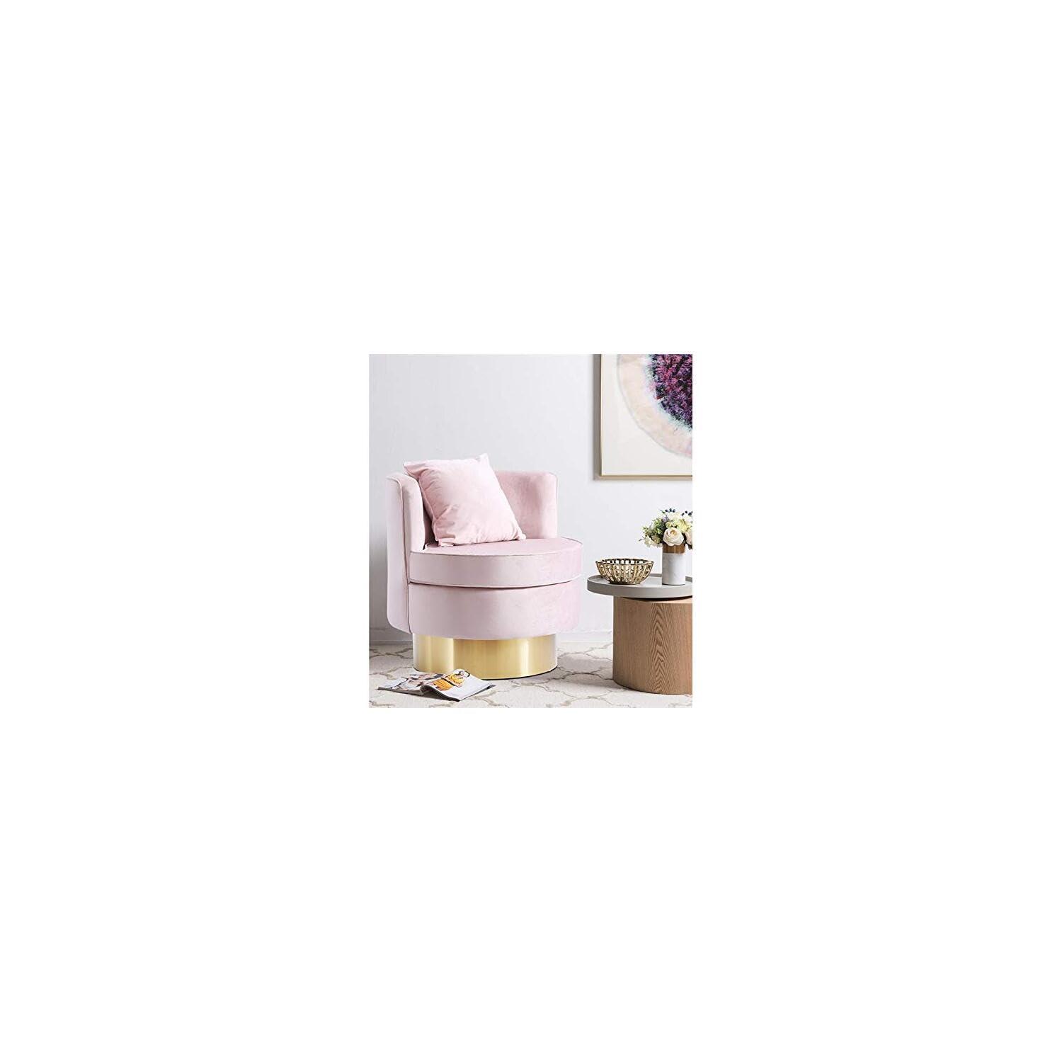 Meridian Furniture Kendra Pink Velvet Swivel Accent Chair
