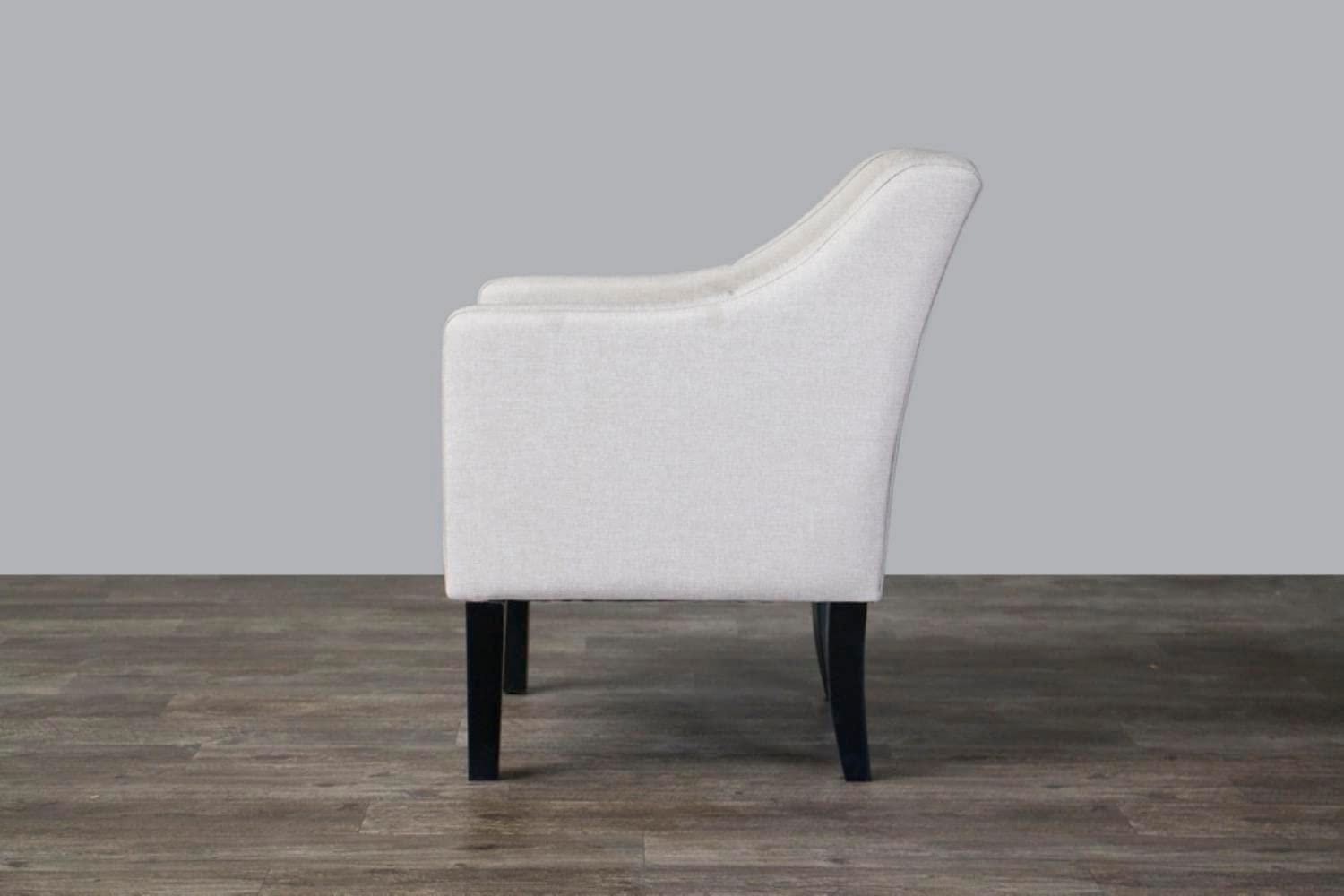 Brittany Club Chair Beige: Baxton Studio, Elegant Linen Upholstery, Solid Wood Legs, Tufted Detail - 24.5"W X 31.25"H