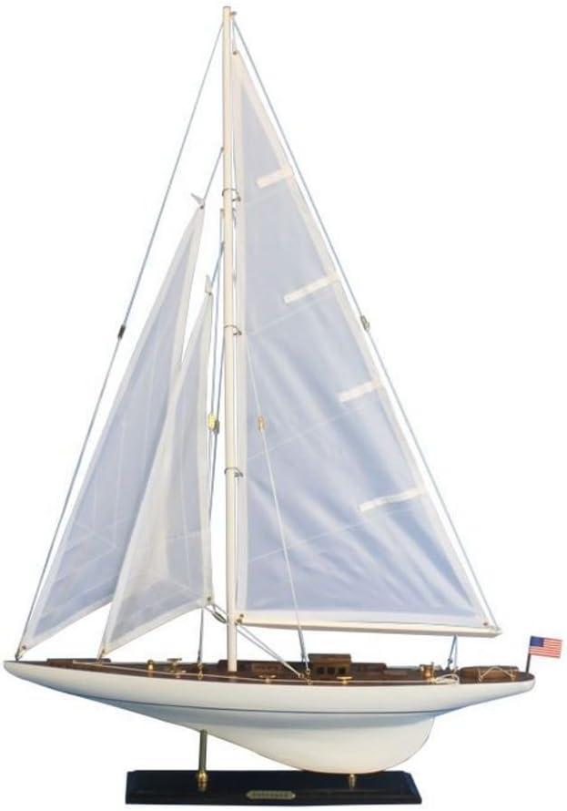 Wooden Intrepid Model Sailboat Decoration - 35 in.