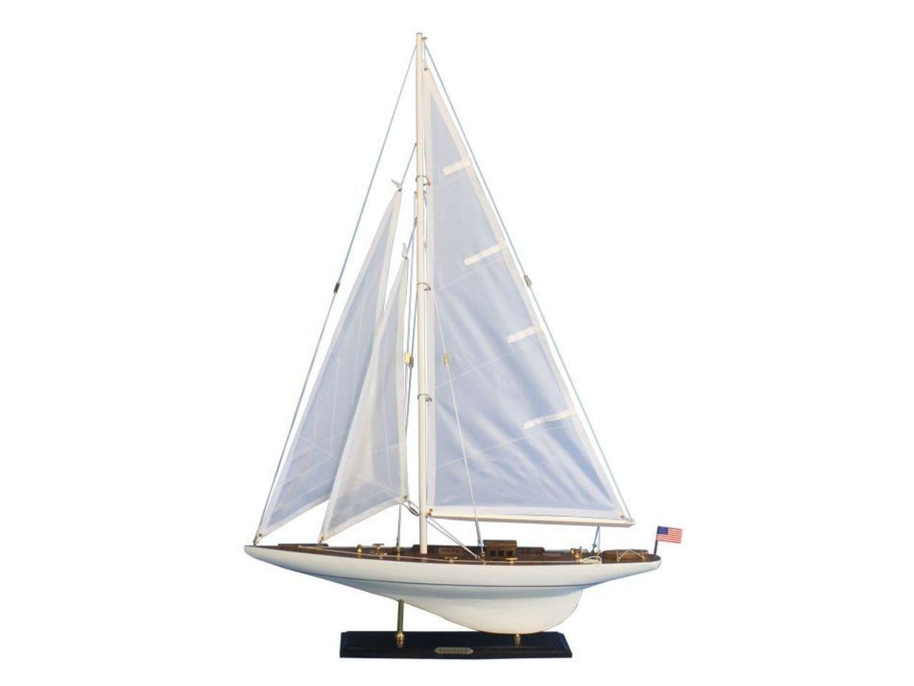 Wooden Intrepid Model Sailboat Decoration - 35 in.