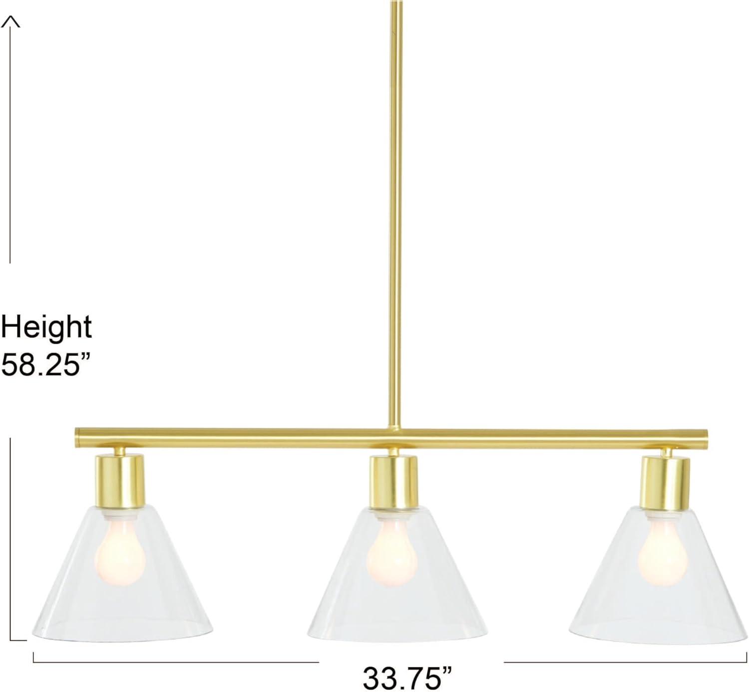 Brushed Gold 3-Light Glass Island Pendant Lamp