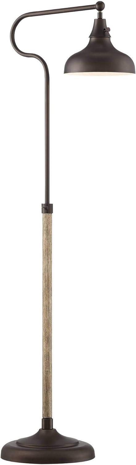 Franklin Iron Works Ferris Rustic Farmhouse Pharmacy Floor Lamp 57" Tall Bronze Faux Wood Grain Adjustable for Living Room Reading Bedroom Office Home