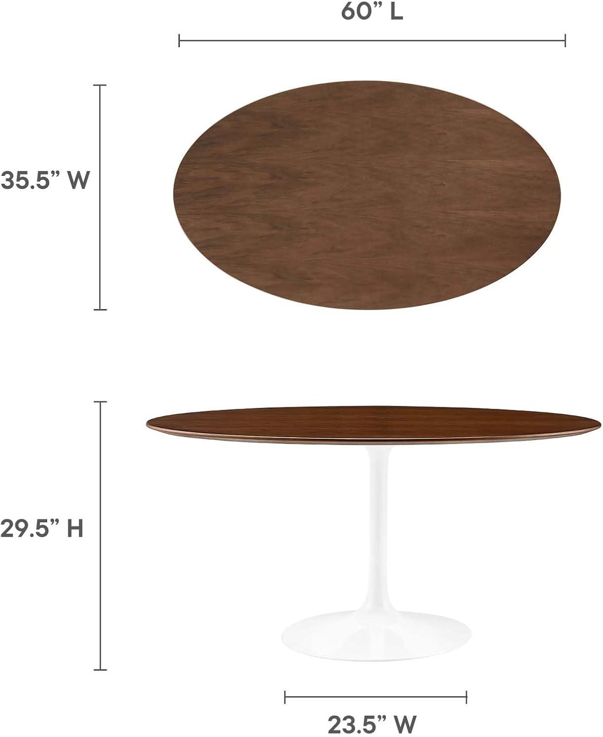 Modway Lippa 60" x 35" Oval Modern Wood Dining Table in Walnut