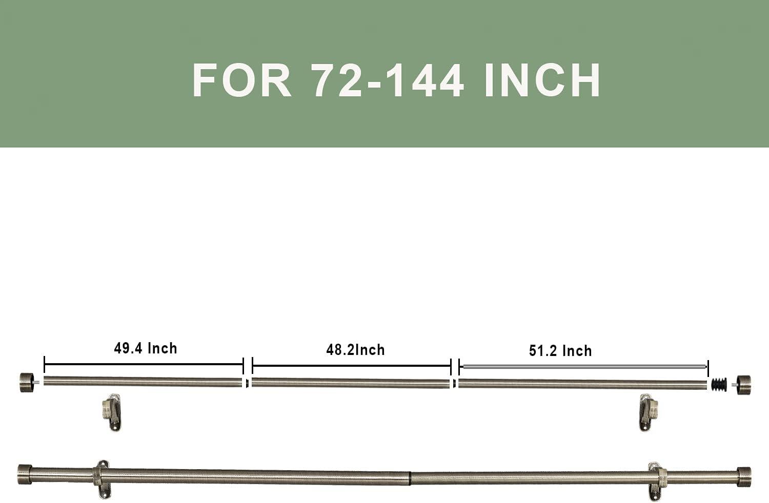 Matte Brushed Grey Adjustable Curtain Rod with Aluminum Brackets