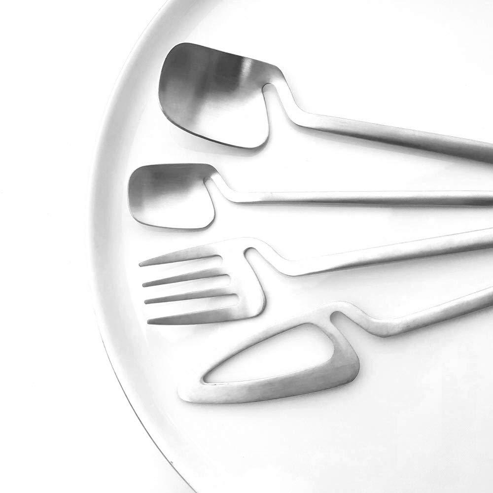 Flatware Set, 24-piece Silverware Cutlery Set with Serving Kitchen Utensil Set Service for 6, 304 Stainless Steel Utensils, Knife/Fork/Spoon, Matte Finish (A-Silver)