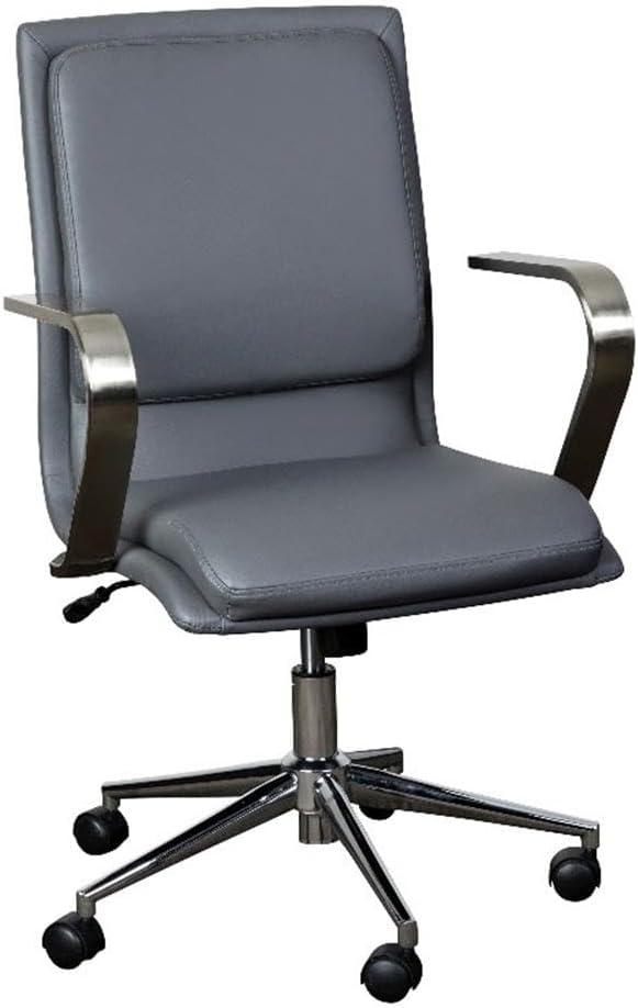 Flash Furniture James Mid-Back Designer Executive Upholstered Office Chair with Brushed Metal Base and Arms