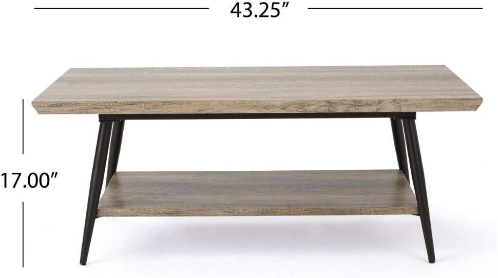 GDF Studio Darlington Modern Industrial Wood Coffee Table with Shelf, Canyon Gray and Black