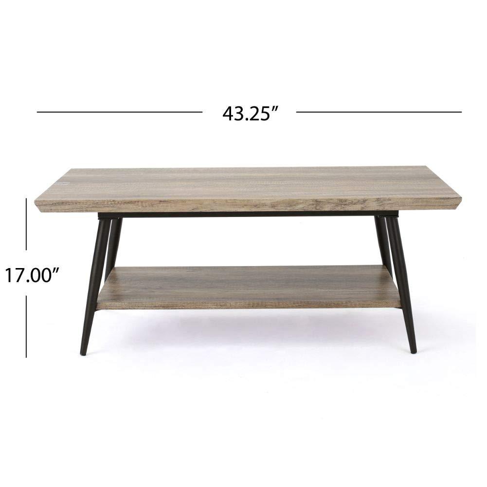 GDF Studio Darlington Modern Industrial Wood Coffee Table with Shelf, Canyon Gray and Black