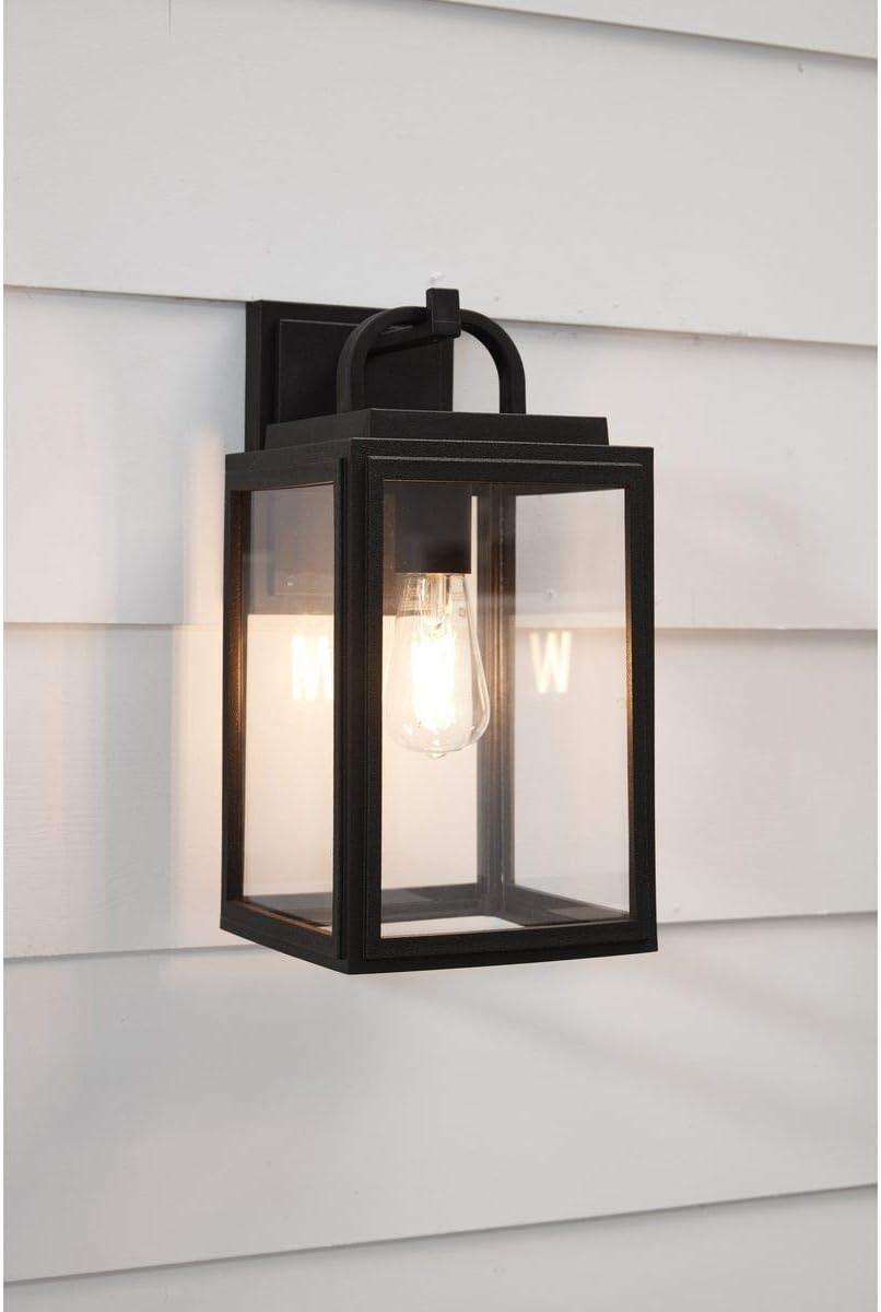 Coastal-Inspired Black Bronze Outdoor Lantern with Clear Glass