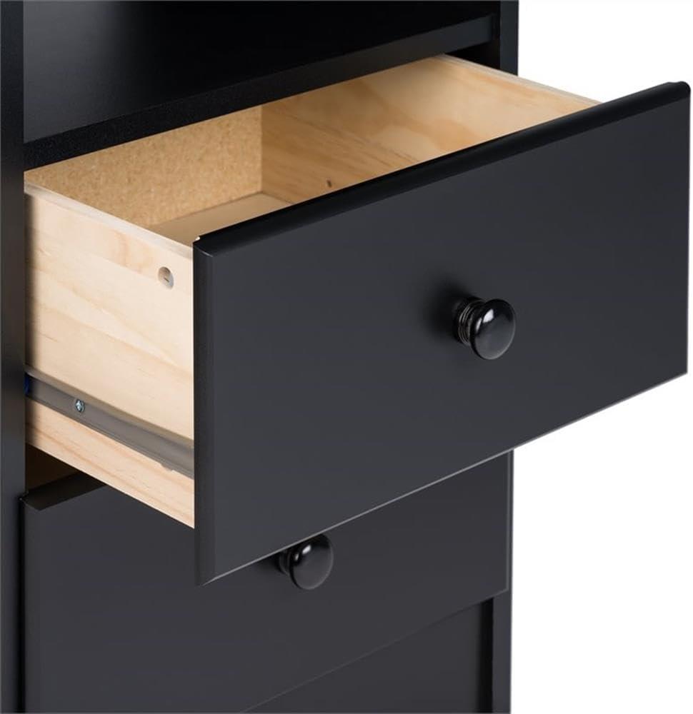 Prepac Astrid 2 Drawer Nightstand White: Modern Style, MDF, Includes Anti-Tip Hardware, for All Ages