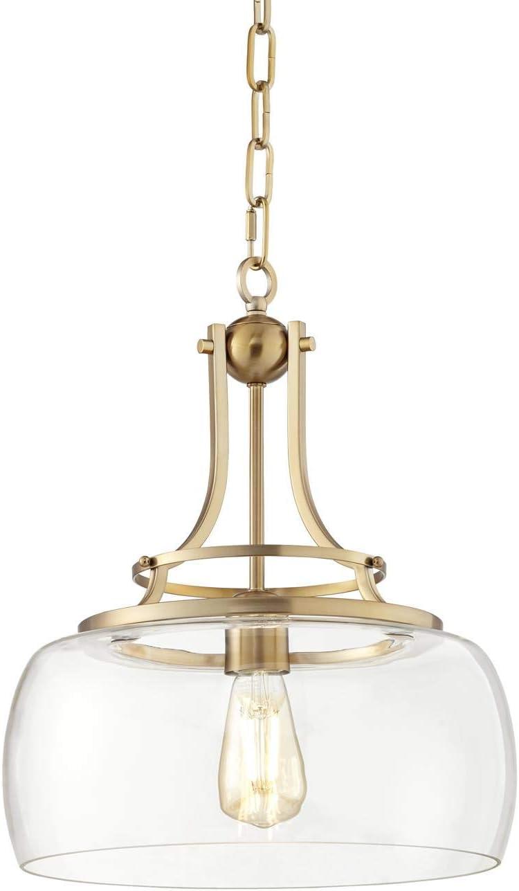 Charleston 18" Brass and Glass Industrial Farmhouse Pendant Light