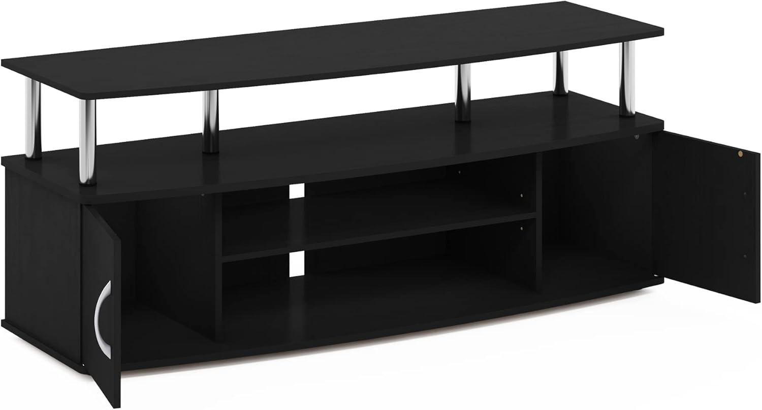 Furinno JAYA Large Entertainment Center Hold up to 55-in TV, Americano, Stainless Steel Tubes