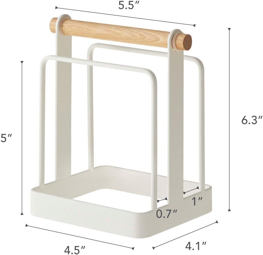 Tosca Yamazaki Home Cutting Board Stand, Kitchen Storage Rack Holder Organizer, Steel + Wood