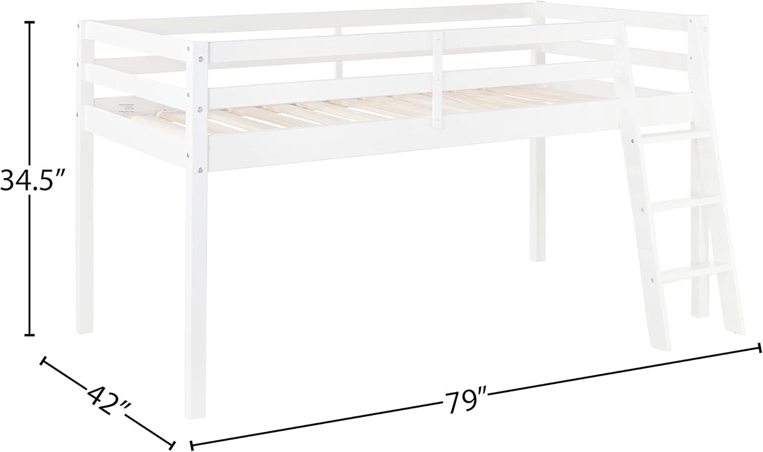 Twin Roxy Junior Kids' Loft Bed White - Bolton Furniture: Low Loft Bed, Brazilian Pine Frame, Unupholstered, All Ages
