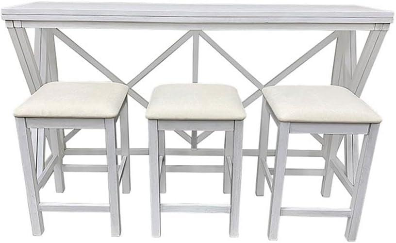 Antique White Wood Flip Top Counter Height Bar Table