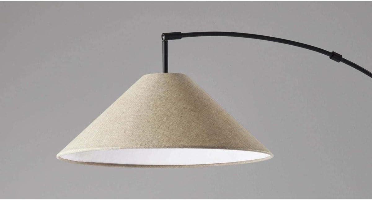 Adesso Braxton Arc Lamp, Dark Bronze, Light Brown Textured Fabric Shade