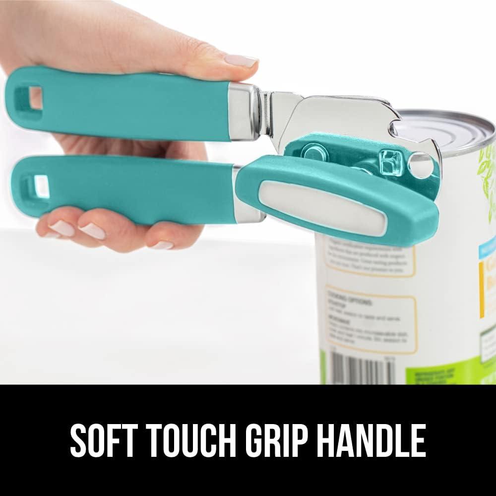 Turquoise Stainless Steel Manual Can Opener with Non-slip Grip