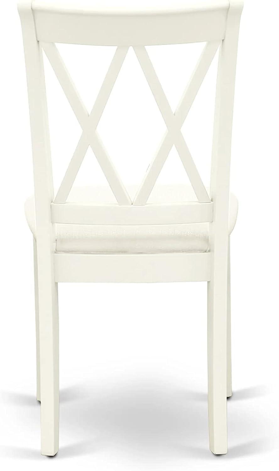 East West Furniture Antique 3-piece Double X-Back Chair and Table Set in White