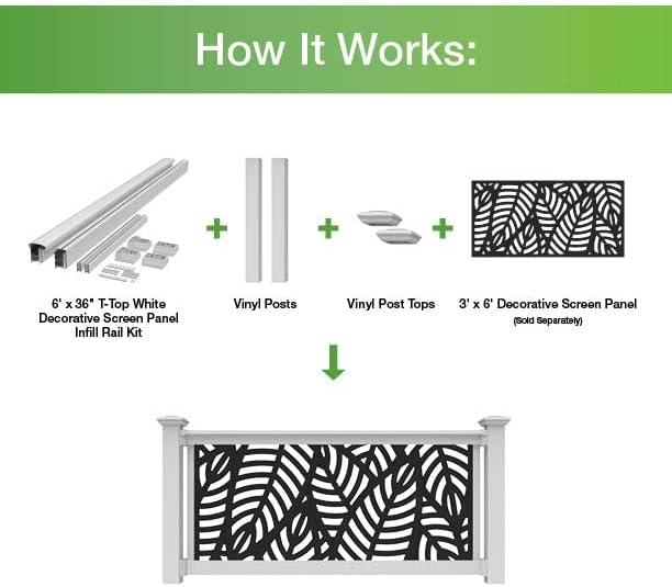 Barrette Outdoor Living 6 ft. W x 36 in. H T-Top Vinyl Rail for Decorative Screen Panel Infill