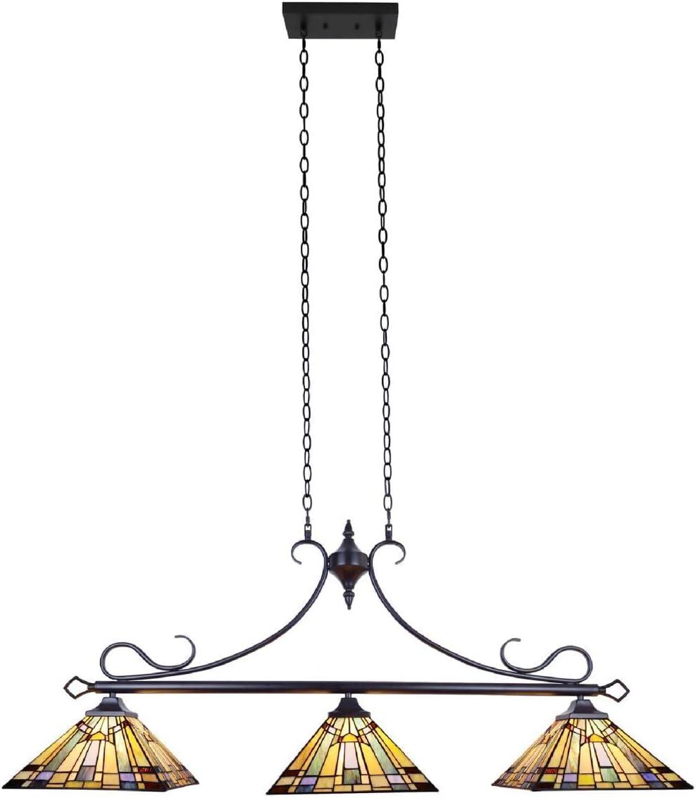 Kinsey Mission-Style Blackish Bronze 3-Light Island Pendant, 47" Wide