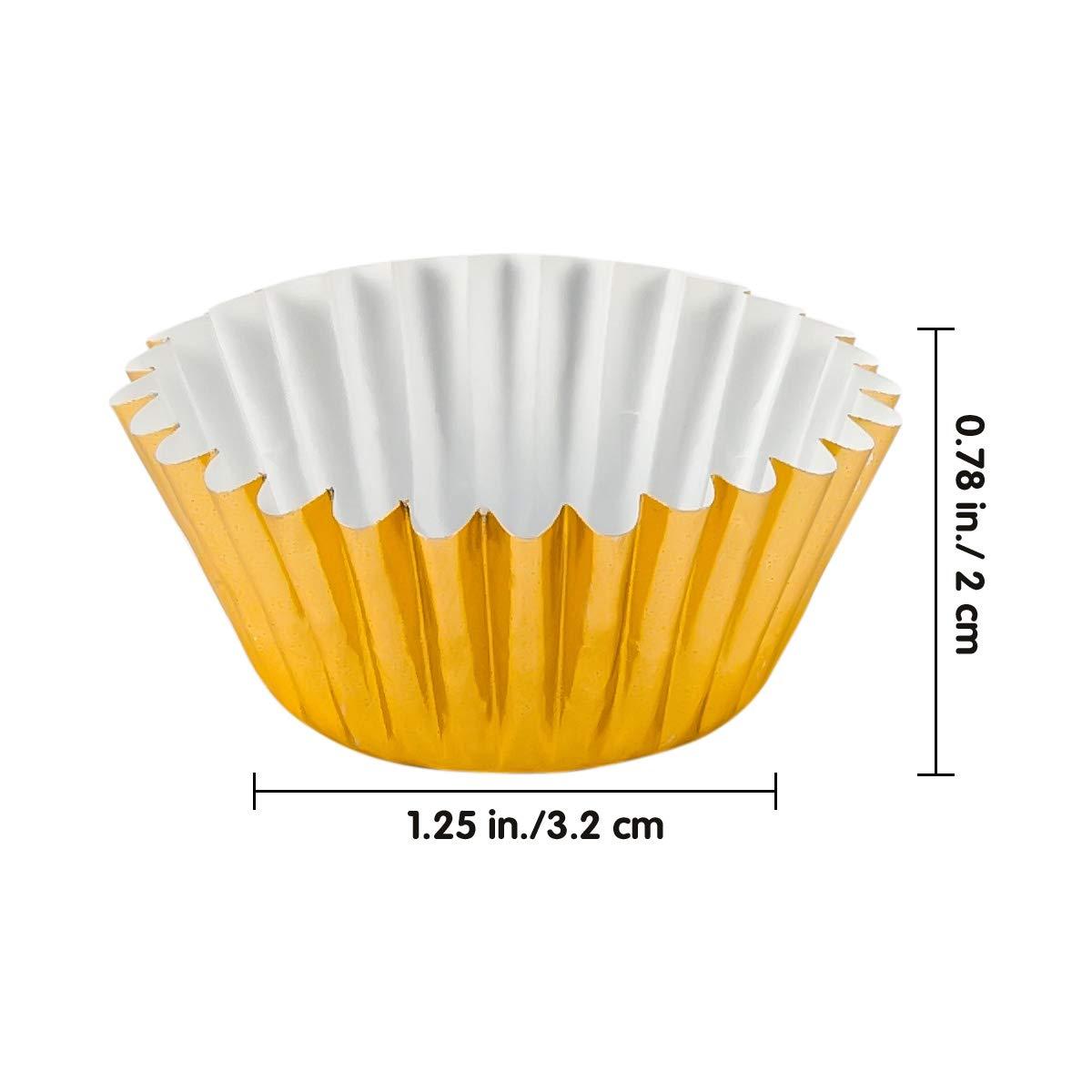 1000 PCS Cupcake Liners 1.25 inches Mini Foil Baking Cups Wrapper Muffin Cases Gold and Silver Tulip Paper Cups for Baby Shower, Birthday Party, Weddings Decorations (Silver,Gold)
