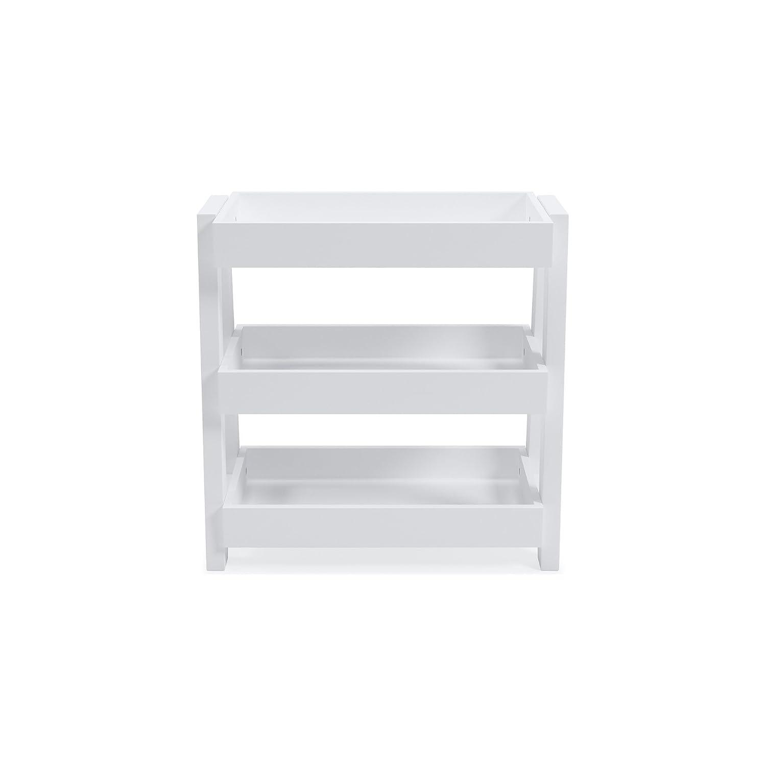 Accent Table with 3 Tier Tray Design Shelves White - Saltoro Sherpi