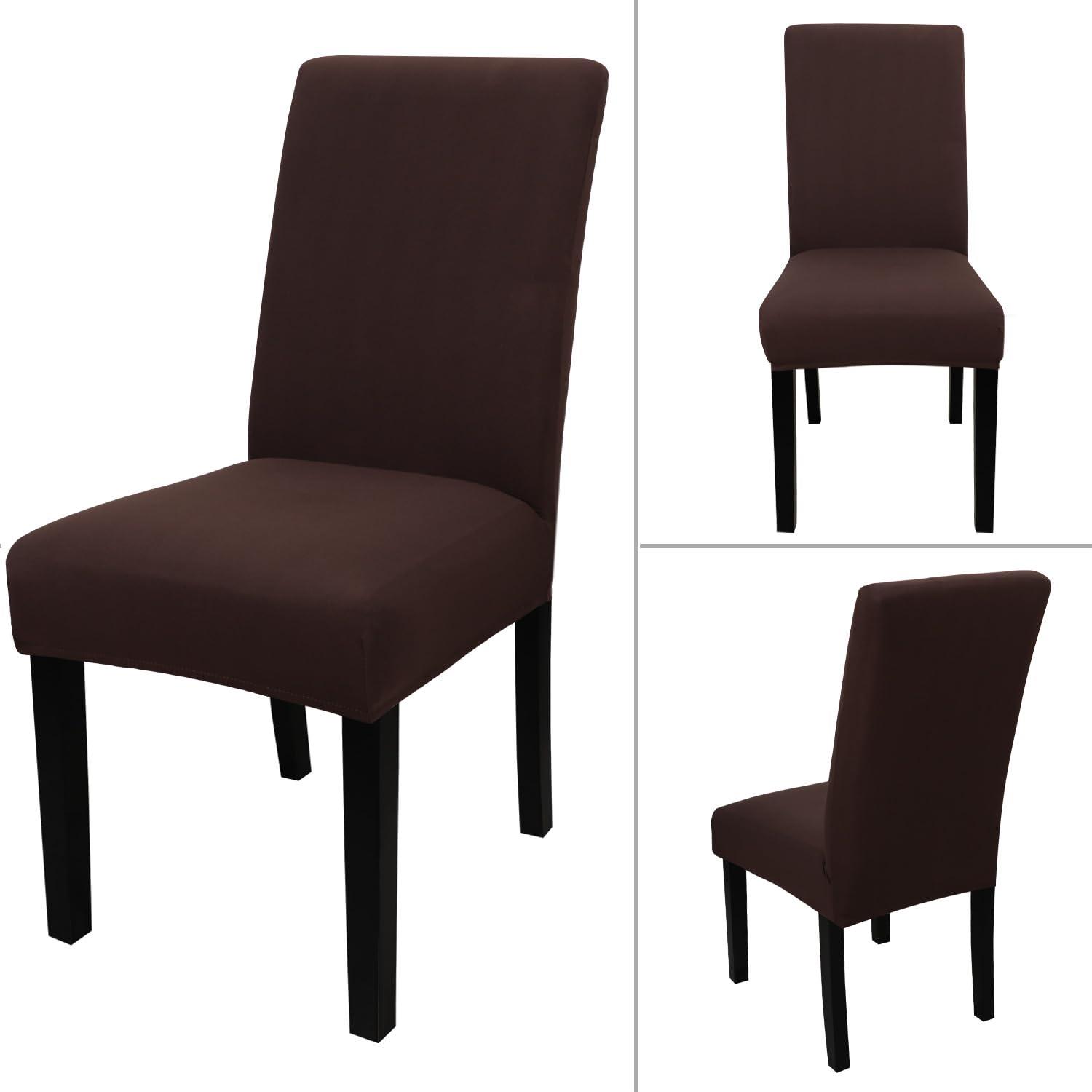 Dining Room Chair Covers Slipcovers Set of 4, Spandex Super Fit Stretch Removable Washable Kitchen Parsons Chair Covers Protector(coffee color1)