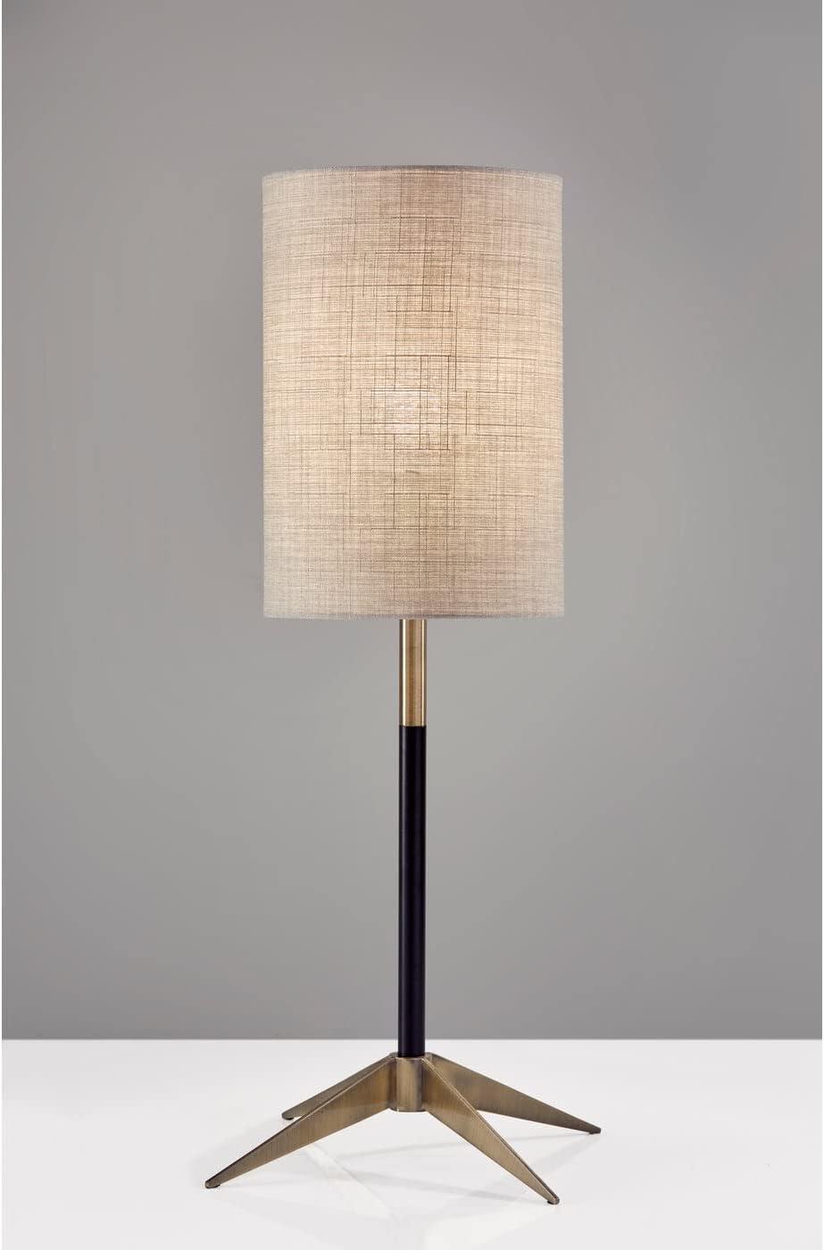 26.75" Davis Table Lamp Matte Black - Adesso: Antique Brass Finish, Linen Shade, UL Listed, 60W, No Tools Assembly