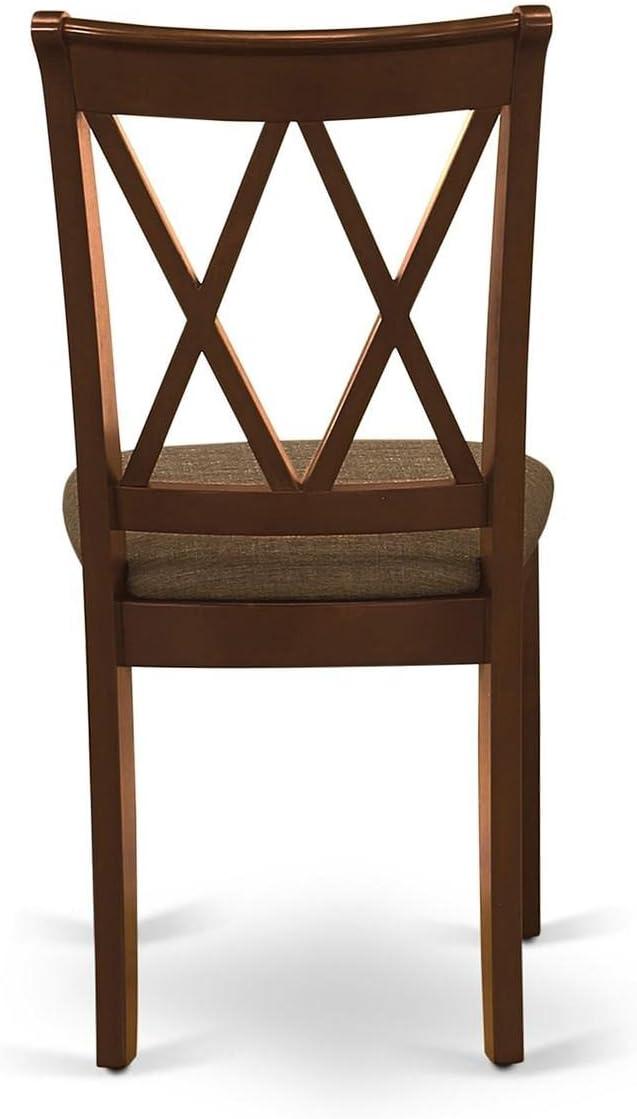 Clarksville Double X-back Chairs with Linen Fabric Fabric Seat - Mahogany - Set of 2