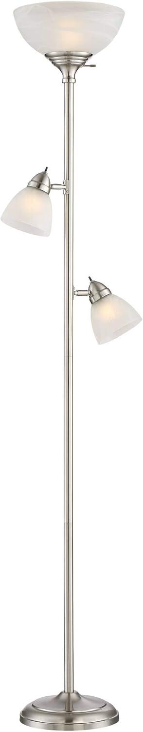 360 Lighting Ellery Modern Torchiere Floor Lamp with Side Lights 72" Tall Brushed Nickel Frosted White Glass Shade for Living Room Reading Bedroom