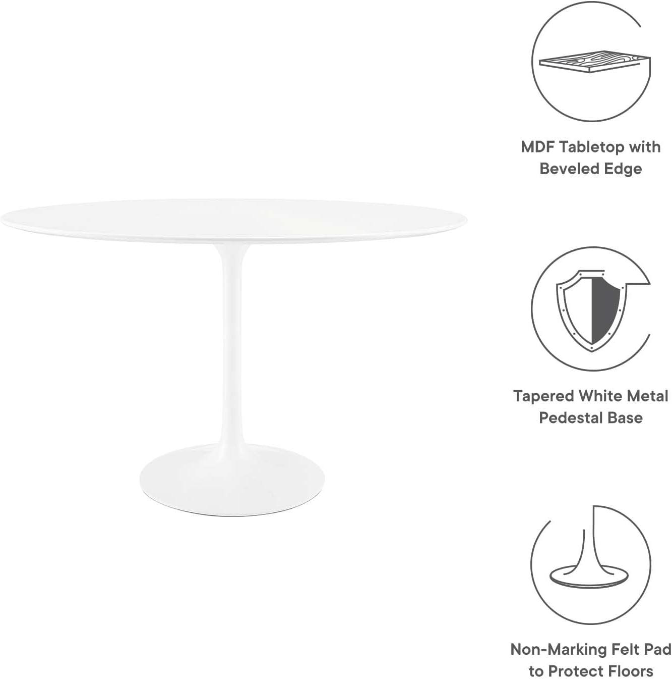 Modway Lippa 48" Oval Lacquered MDF Wood Top Dining Table in White