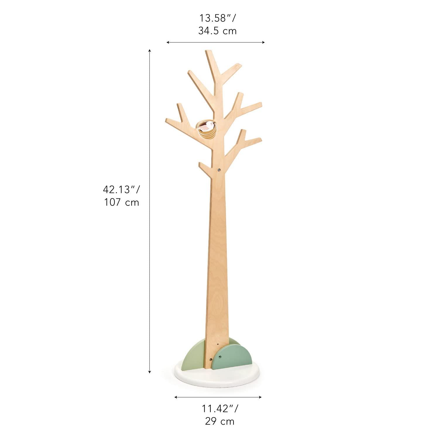 Tender Leaf Toys - Forest Coat Stand For Kids Room - High-Grade Wooden Tree Coat Rack Stand For Kids Clothing - Super Easy Assembly