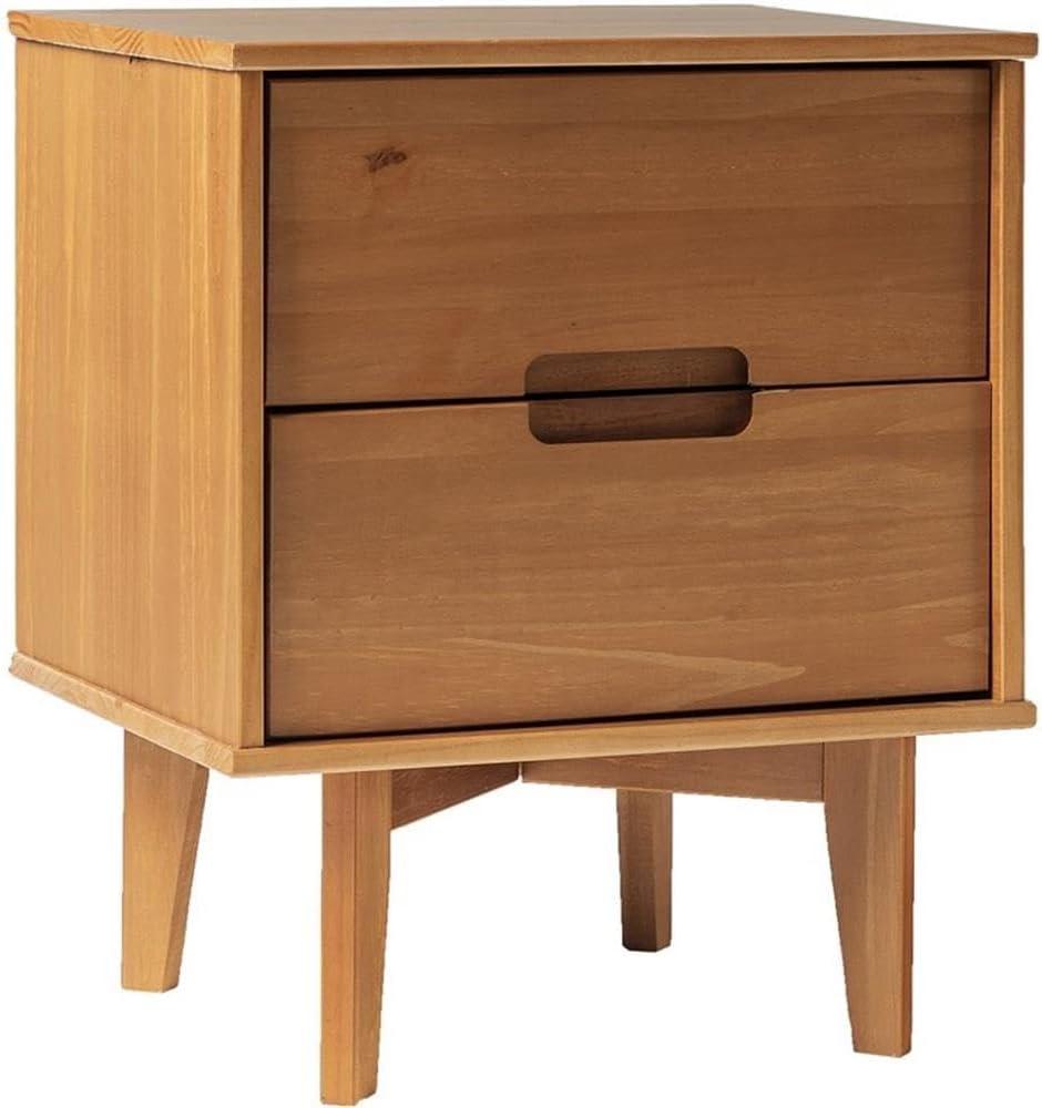 Mags Solid Wood Groove 2-Drawer Nightstand