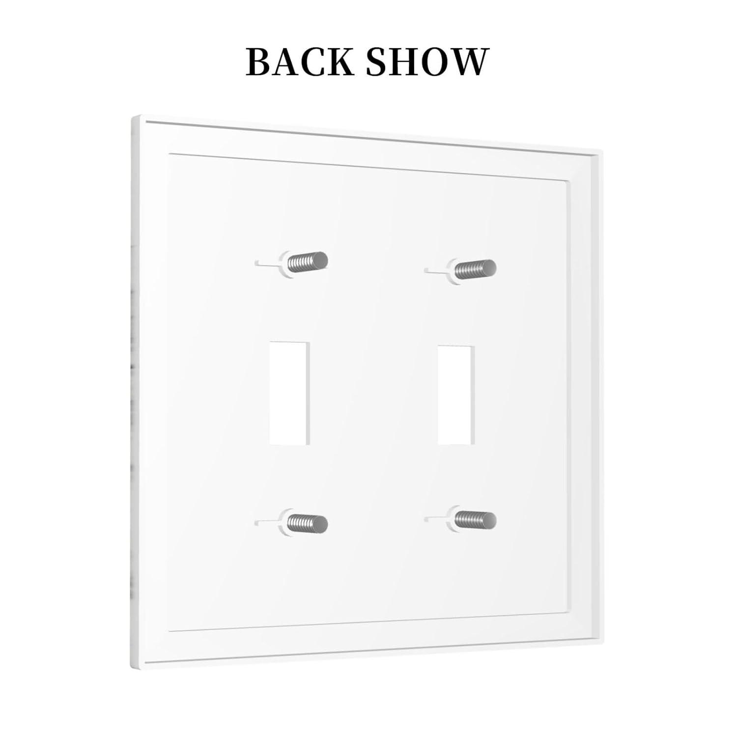 Graphics Wallplates - White Grey Marble Background Print - Double Toggle Wall Plate Cover