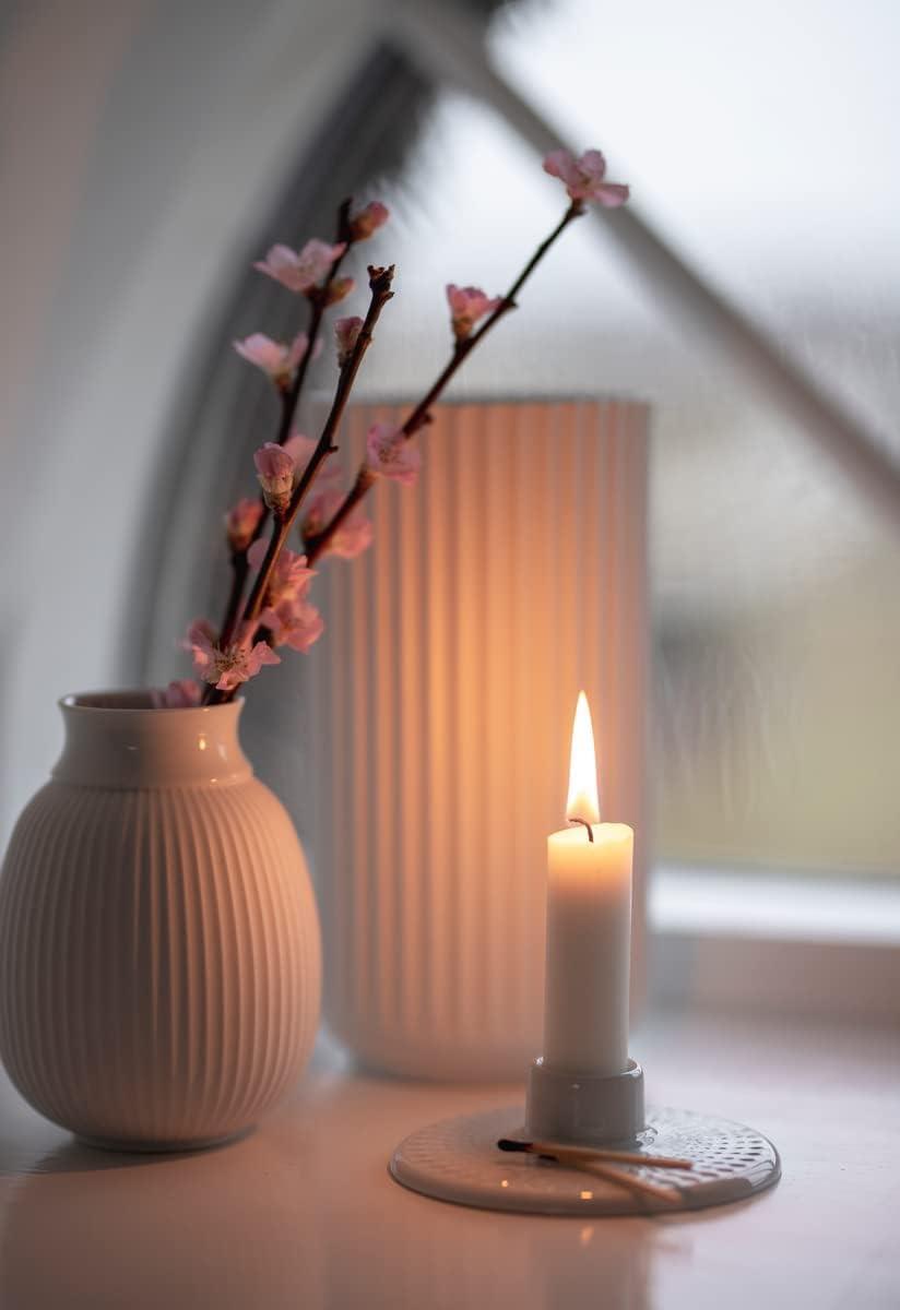 White Fluted Porcelain Decorative Table Vase