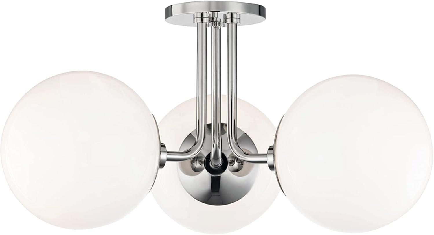Mitzi Stella 3 - Light Semi-Flush Mount in  Polished Nickel White Shade