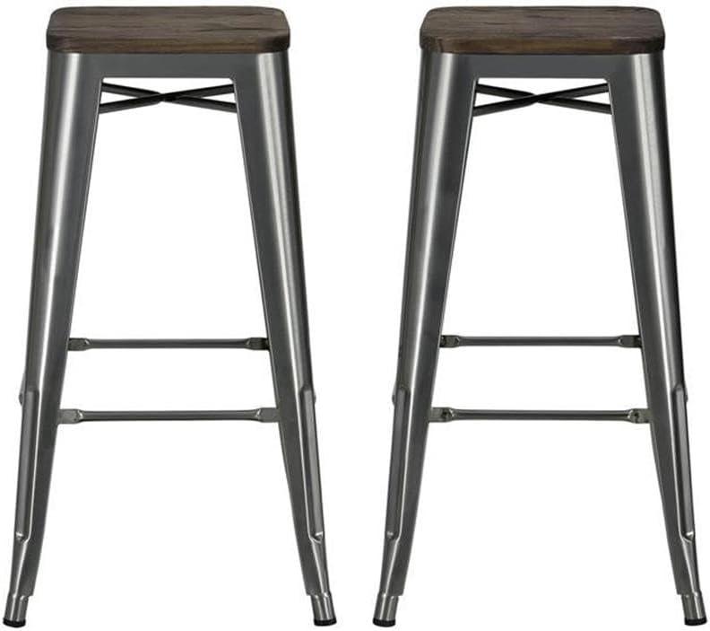 Ameriwood Home Fusion 30" Metal Backless Bar Stool with Wood Seat