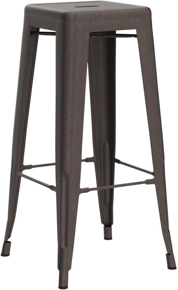 FDW Metal Bar Stools Set of 4 Counter Height Bar stools  30 Inch Indoor Outdoor Patio Bar Stool Home Kitchen Dining Stool Backless Bar Chair,Bronze