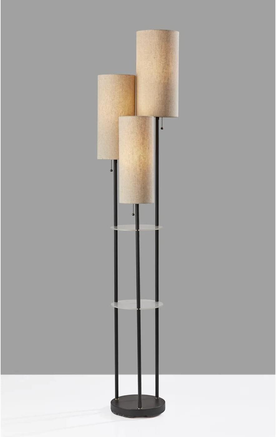 Trio Shelf Floor Lamp in Matte Black Finish