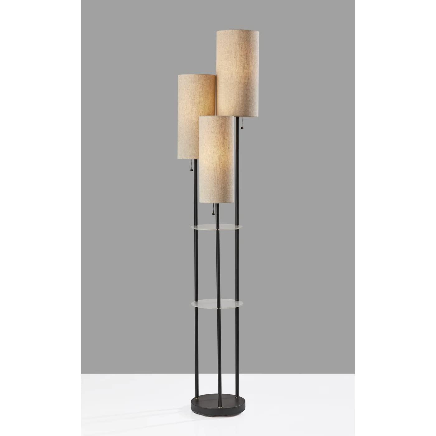 Trio Shelf Floor Lamp in Matte Black Finish