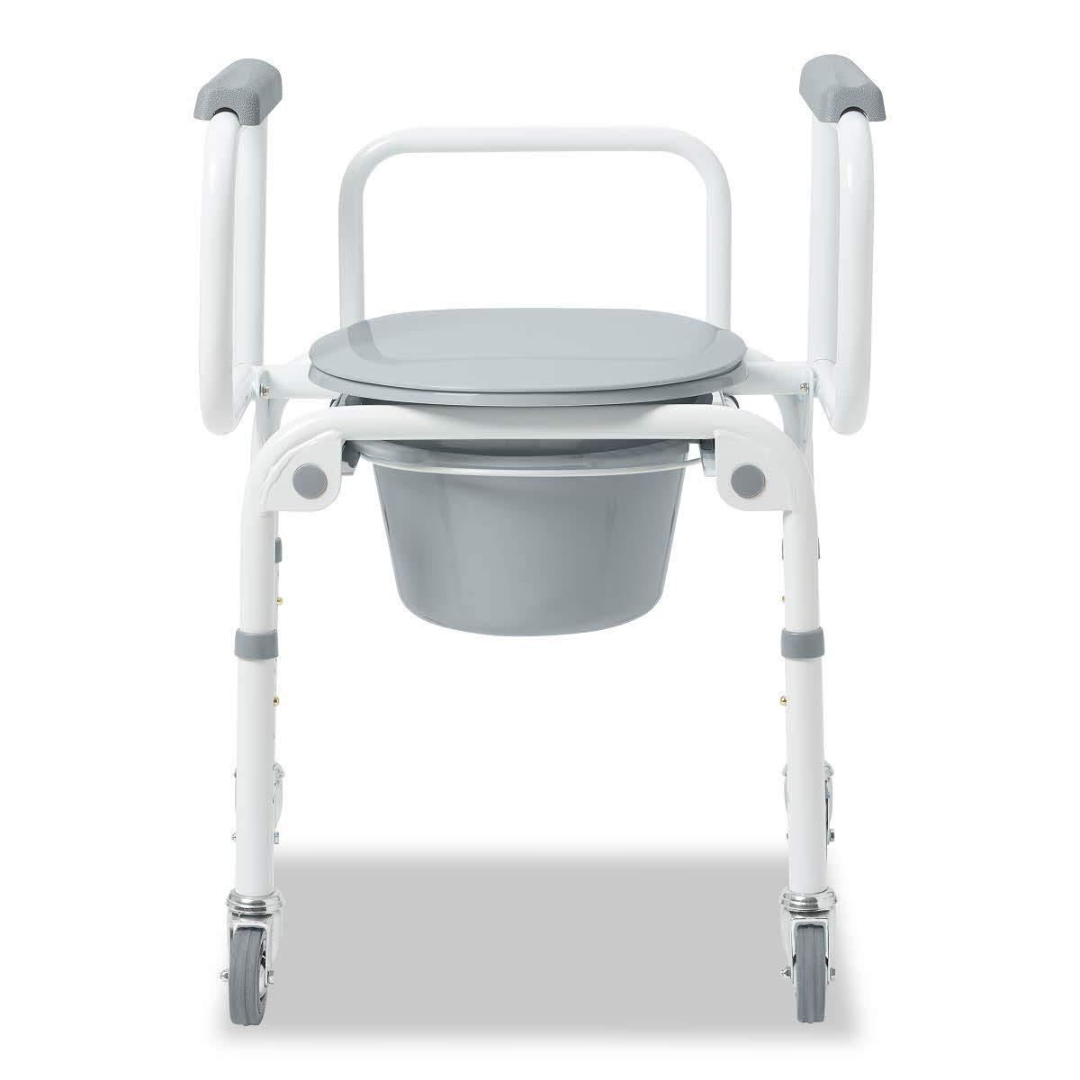 Steel Drop-arm Wheeled Commode, 300lb. Weight Capacity