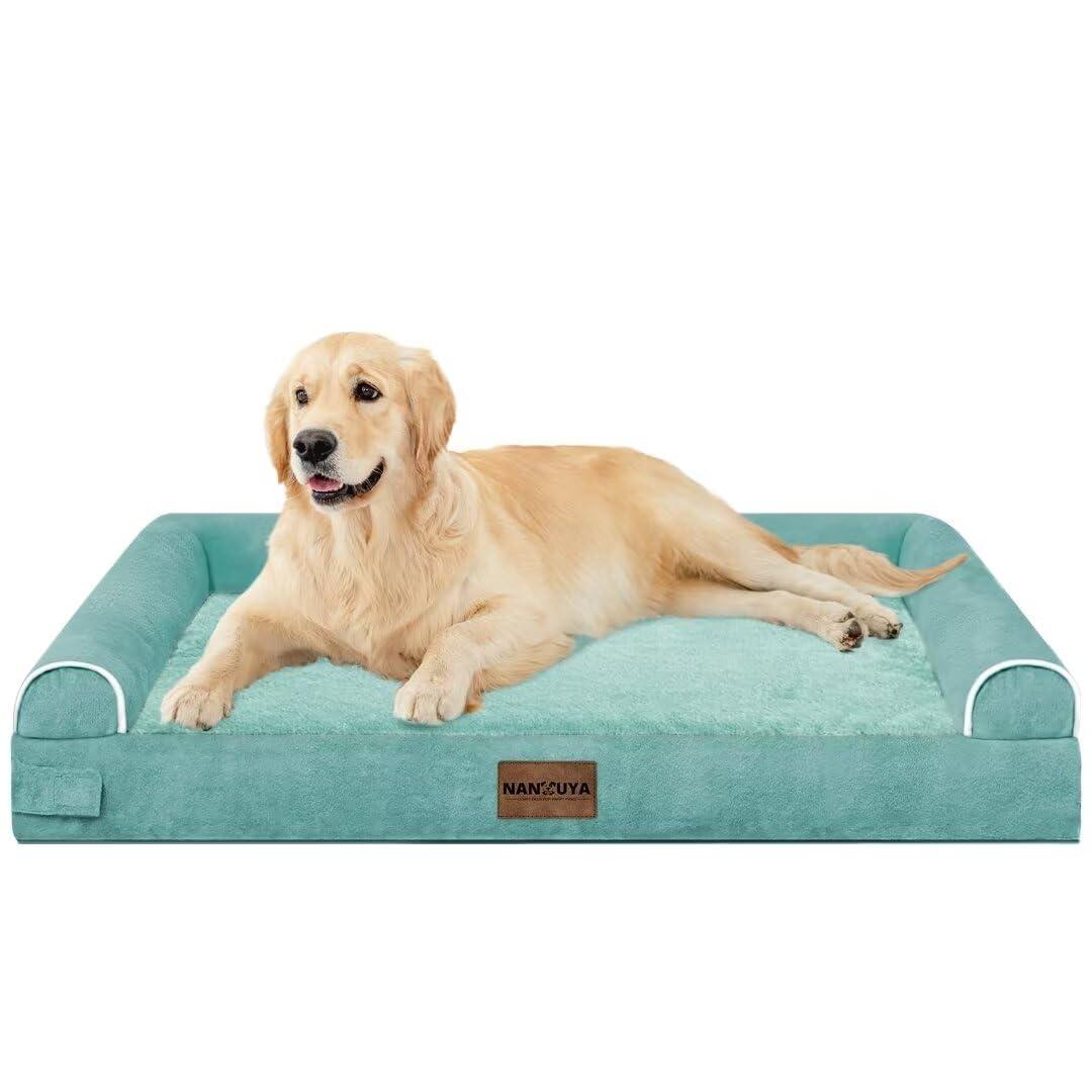 Large Dog Bed Orthopedic Washable: Beds Bolster XL Bed Big XLarge Dogs Memory Foam Sofa Couch Waterproof Removable Cover - Brown