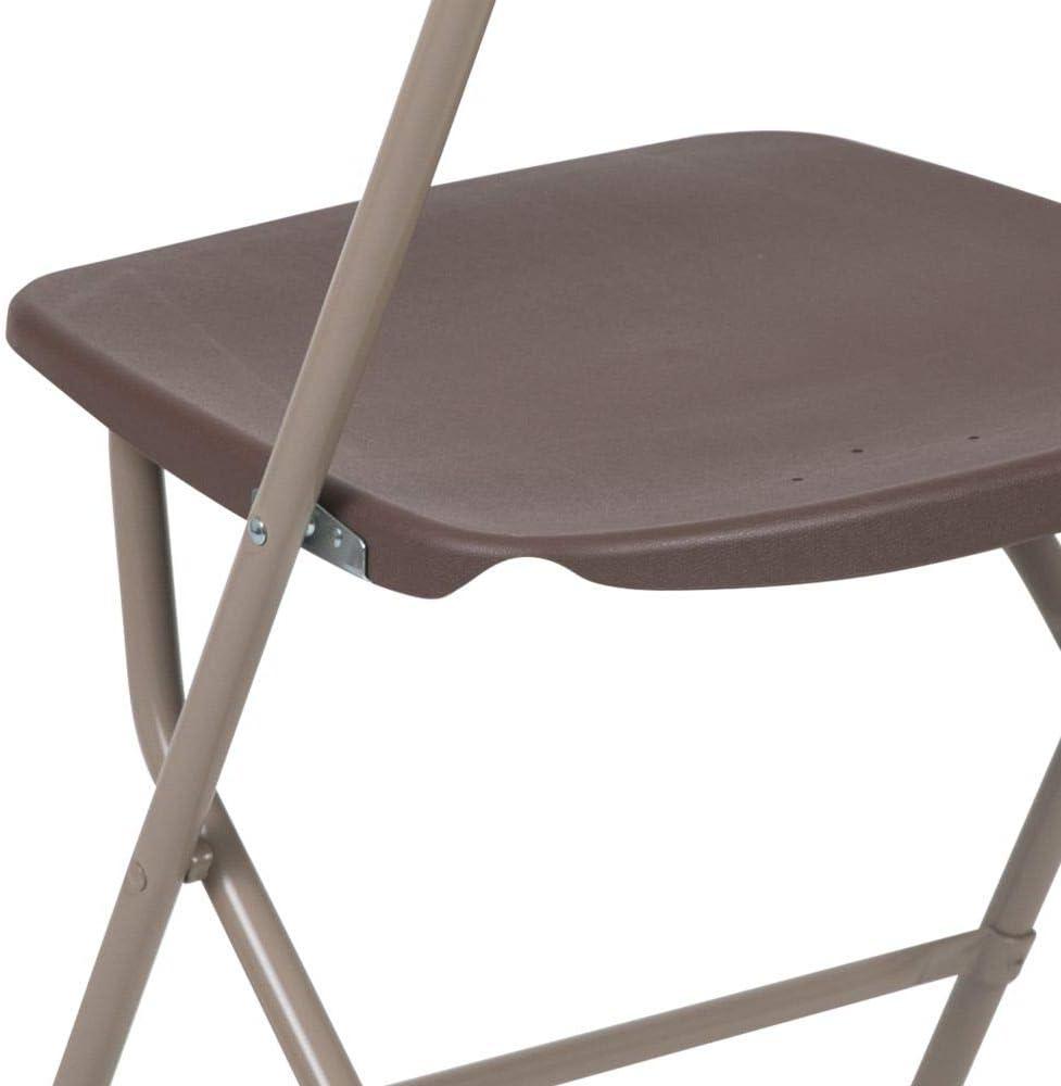 Flash Furniture Hercules Series Plastic Folding Chair Brown - 2 Pack 650LB Weight Capacity Comfortable Event Chair-Lightweight Folding Chair