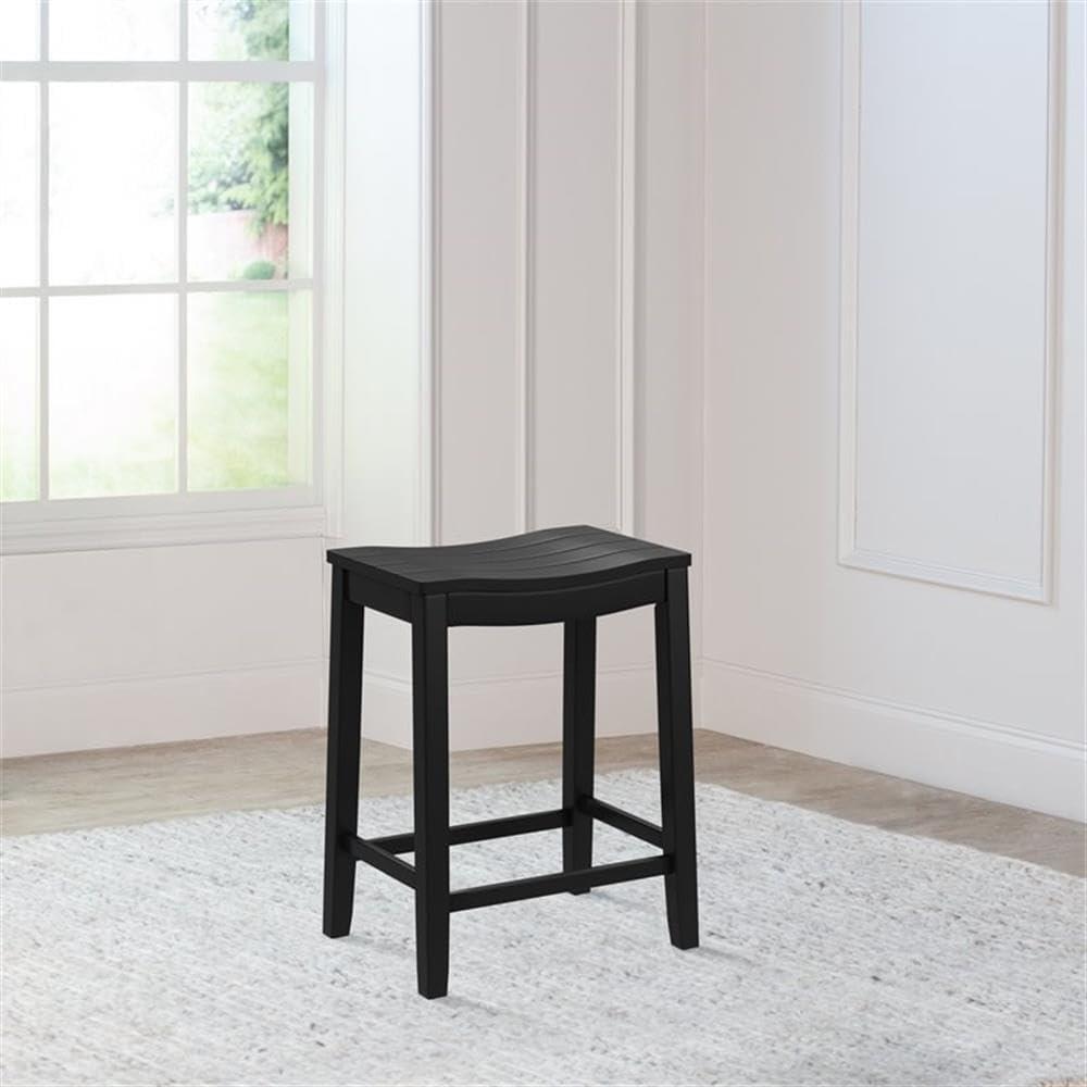 24" Fiddler Wood Backless Counter Height Barstool Black - Hillsdale Furniture: Saddle Seat, Flared Legs