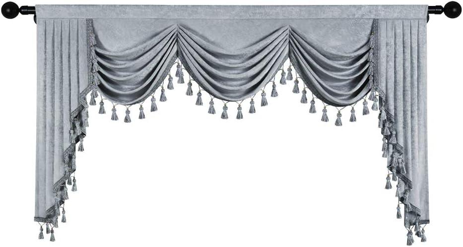 Gold Chenille Waterfall Valance with Rod Pocket