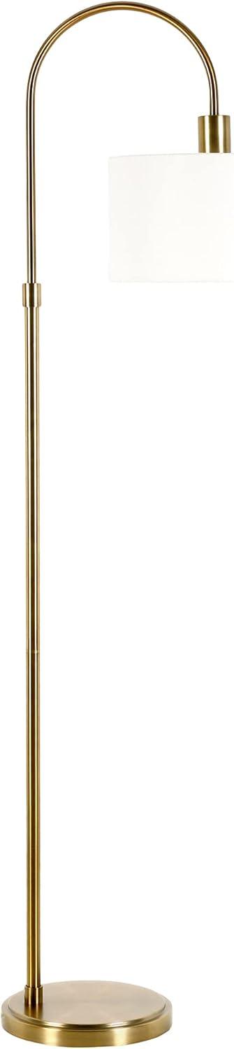 Evelyn&Zoe Veronica 70" Tall Arc Floor Lamp with Fabric Shade, Brushed Nickel/White