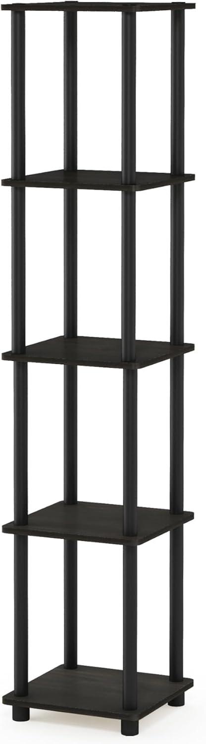 Furinno 5-Tier Corner Square Bookshelf Anti-Tipping Display Rack Shelf for Bathroom&Closet&Home Office&Living Room&Kitchen,Espresso/Black