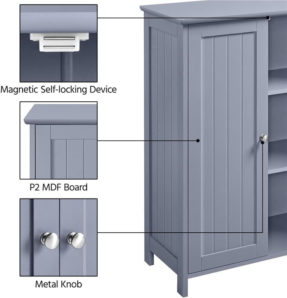 Gray MDF Lockable Cabinet with Adjustable Shelving