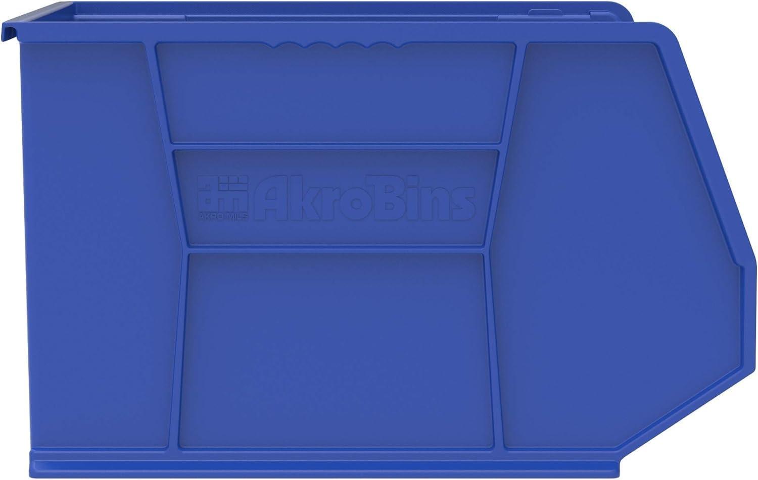 Akro-Mils Stackable Storage Bins, AkroBins 30270 Stacking Organizer, 18"x16"x11", Blue, 3-Pack